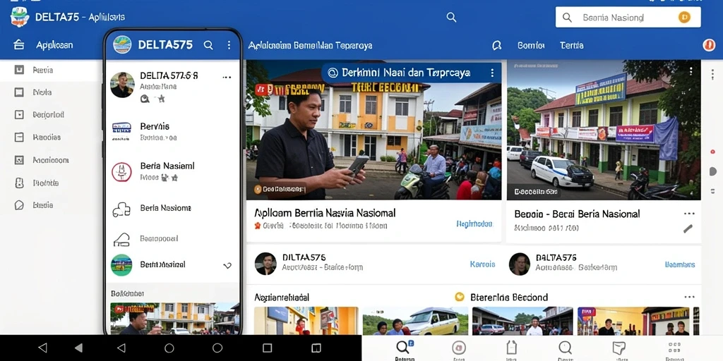 Tampilan antarmuka aplikasi DELTA575 berisi berita nasional terbaru.