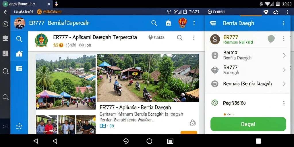 Tampilan antarmuka aplikasi Berita Daerah ER777 yang informatif.