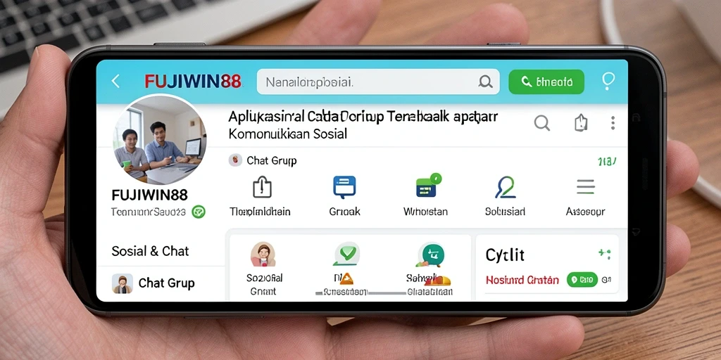 Antarmuka utama FUJIWIN88 dengan fitur Chat Grup yang menarik.