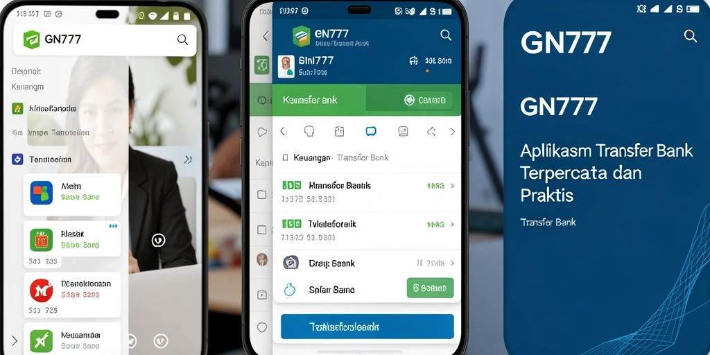 Antarmuka GN777 yang modern dan intuitif untuk transfer bank.