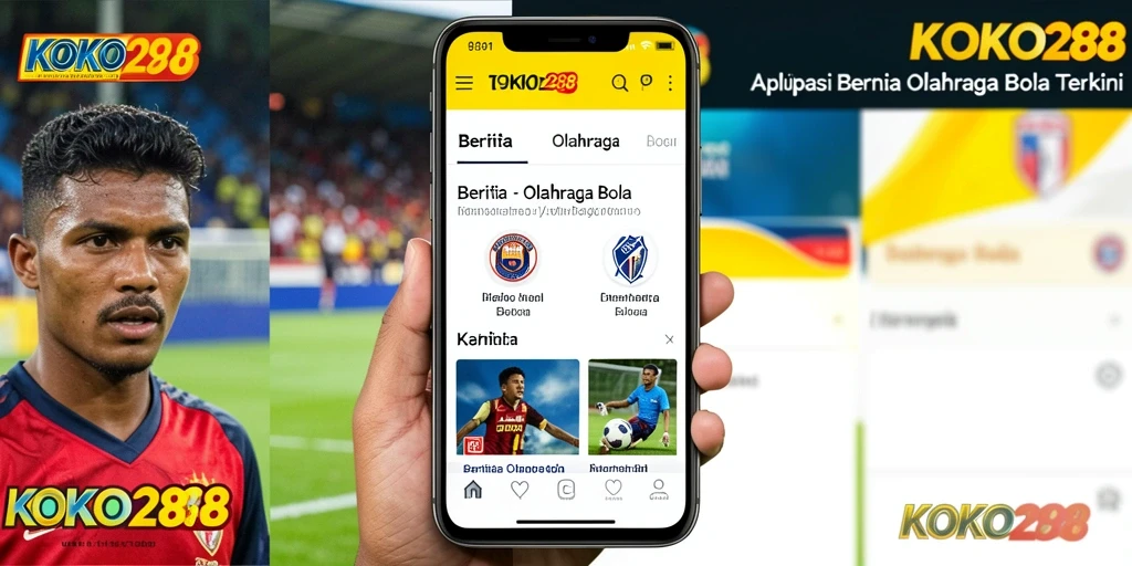 Antarmuka KOKO288 menampilkan berita dan statistik olahraga bola terkini.