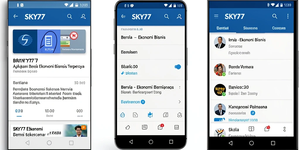 Tampilan antarmuka aplikasi Berita Ekonomi Bisnis SKY77 yang informatif.